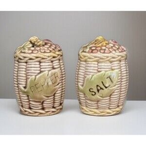 Vtg Tilso Fruit Basket Weave Salt and Pepper Shakers Set Japan Numbered 53/206